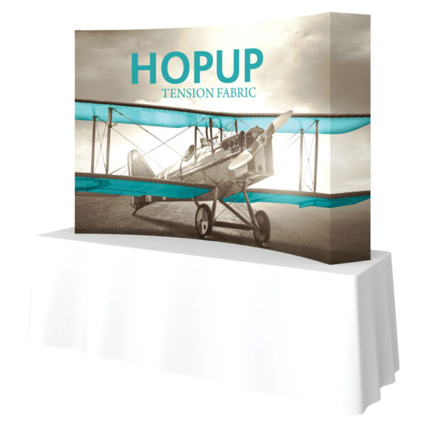 92" x 60" Tabletop Curved HOPUP Fabric Popup Exhibit92" x 60" Tabletop Curved HOPUP Fabric Popup Exhibit