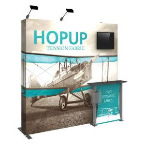 90" x 90" HOPUP Exhibit for Small Monitor and Counter