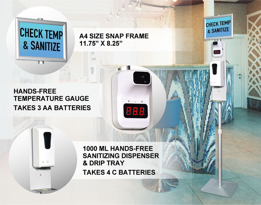 Temperature Scan and Sanitation Dispenser Stand